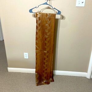 Silk chiffon goldish brown scarf with gold leaf detail